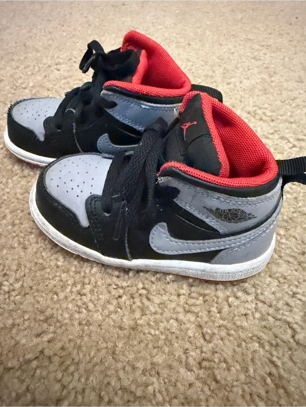 Jordan Kids Black, Gray & Red High-Top Sneakers